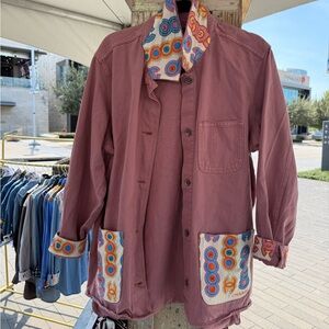 Old Navy Pink Jacket with Colorful Designer Accents